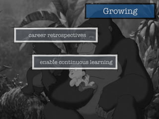 Growing
enable continuous learning
career retrospectives
 