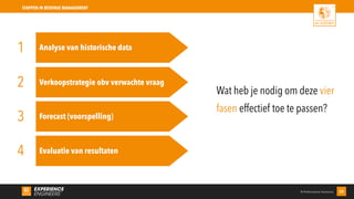 © Performance Solutions 28
STAPPEN IN REVENUE MANAGEMENT
Analyse van historische data
Verkoopstrategie obv verwachte vraag
Forecast (voorspelling)
Evaluatie van resultaten
1
2
3
4
Wat heb je nodig om deze vier
fasen effectief toe te passen?
 
