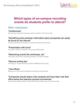 Other responses:
“Conferences”
Second year Schulich business admin student, York University
“Something more practical--inf...