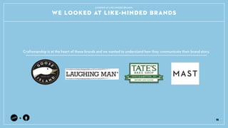 WE LOOKED AT LIKE-MINDED BRANDS
18
+
Craftsmanship is at the heart of these brands and we wanted to understand how they communicate their brand story.
LOOKING AT LIKE-MINDED BRANDS
 