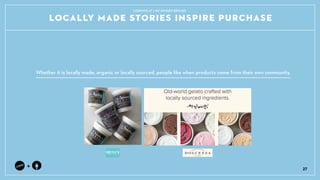 LOCALLY MADE STORIES INSPIRE PURCHASE
+
Whether it is locally made, organic or locally sourced, people like when products come from their own community.
27
LOOKING AT LIKE-MINDED BRANDS
 
