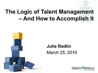The Logic of Talent Management
    – And How to Accomplish It



              Julie Radlin
              March 25, 2010
 