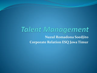 Nuzul Romadona Soedjito
Corporate Relation ESQ Jawa Timur
 