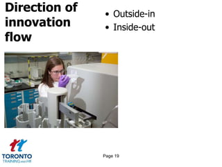Direction of
innovation
flow
• Outside-in
• Inside-out
Page 19
 