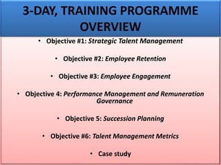 • Objective #1: Strategic Talent Management
• Objective #2: Employee Retention
• Objective #3: Employee Engagement
• Objec...