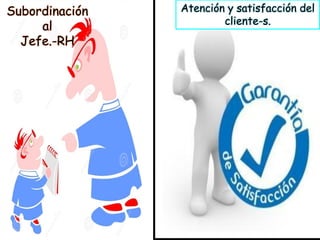 Subordinación al Jefe.-RH 
Atención y satisfacción del cliente-s.  