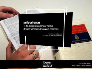 seleccionar
1. tr. Elegir,escogerpormedio
deunaseleccióndecosasopersonas.
Real Academia Española
© Todos los derechos rese...