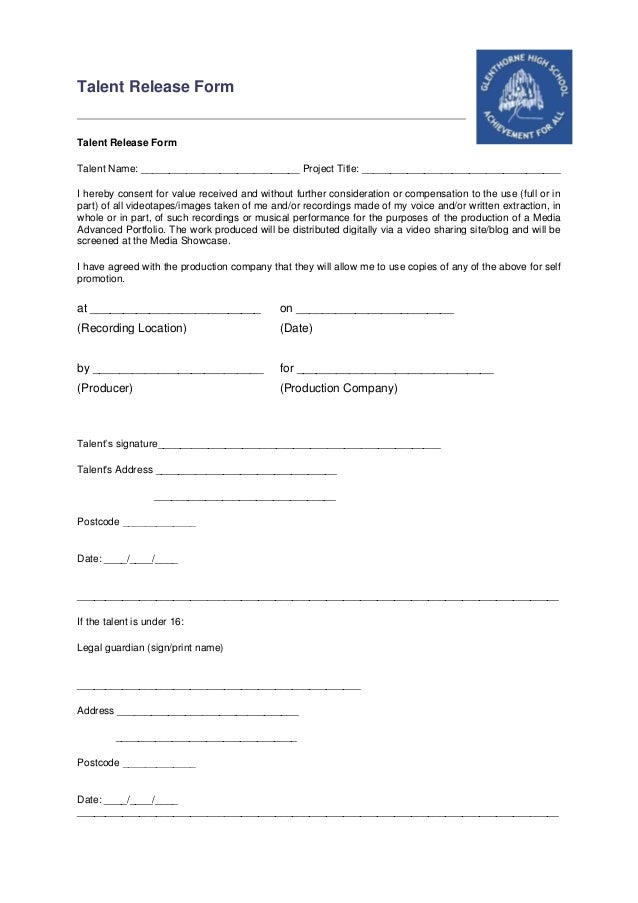 talent release form template talent release form template staruptalent talent release form template talent release form template staruptalent