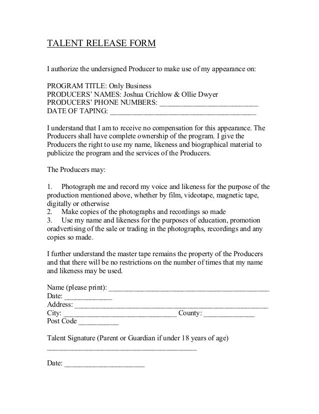 photo use release form