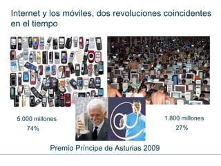 Premio Príncipe de Asturias 2009 Internet y los móviles, dos revoluciones coincidentes en el tiempo 5.000 millones 1.800 m...