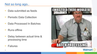 4
Not so long ago..
• Data submitted as feeds
• Periodic Data Collection
• Data Processed In Batches
• Runs offline
• Delay between actual time &
processing time
• Failures
 