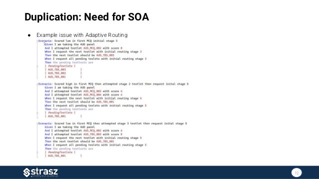 Duplication: Need for SOA
● Example issue with Adaptive Routing
12
 