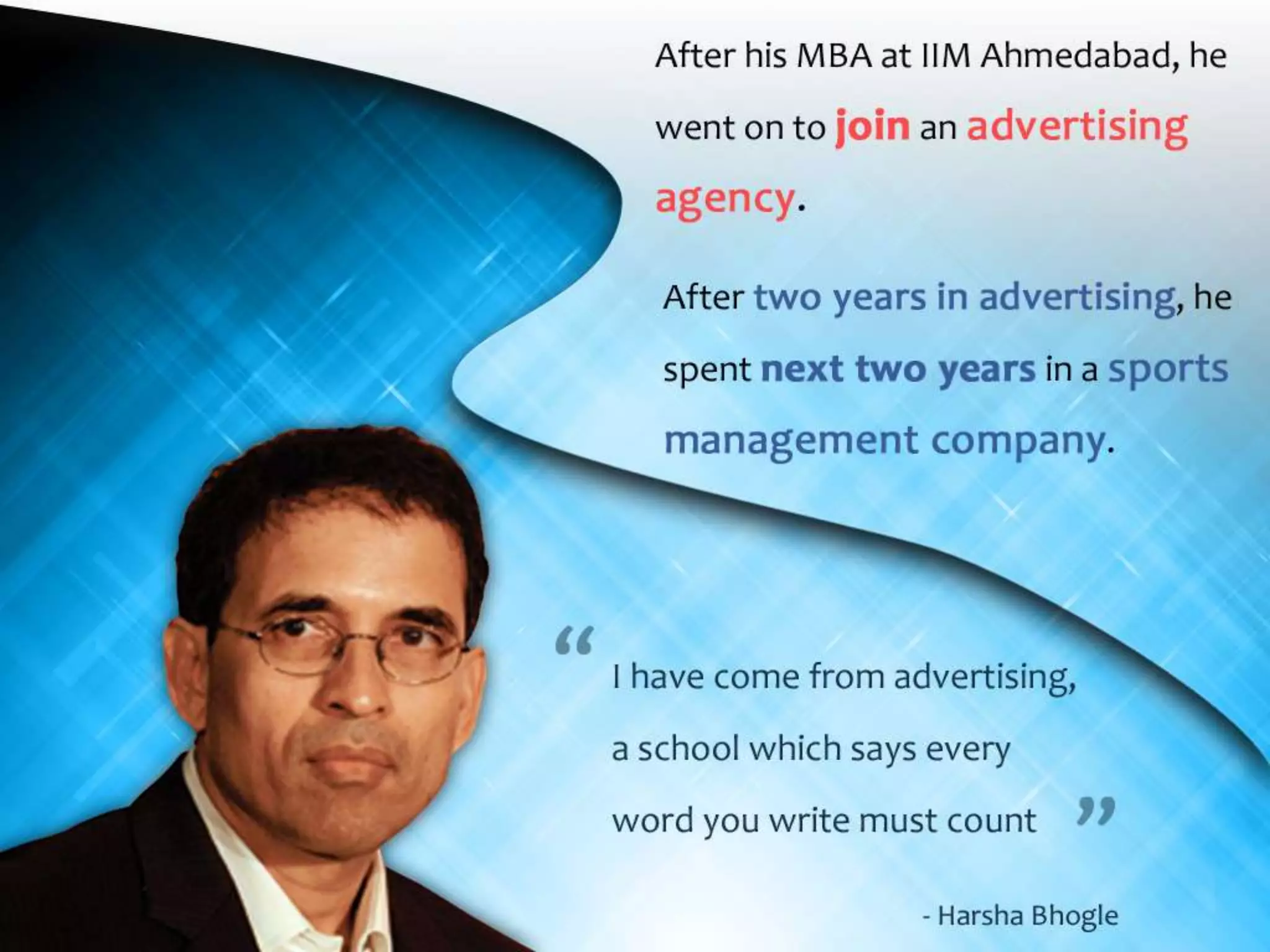 Tales of great careers - Harsha Bhogle