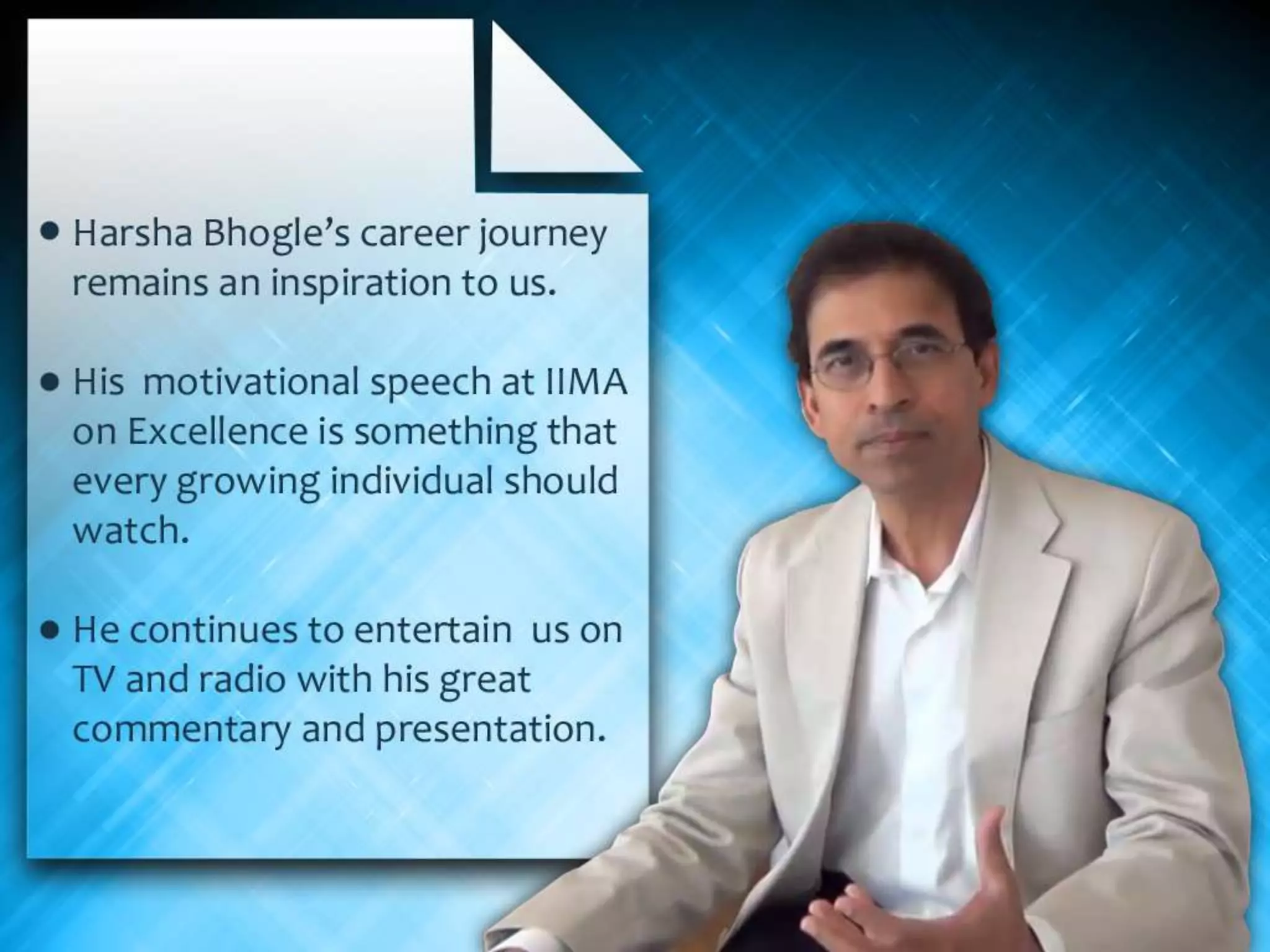Tales of great careers - Harsha Bhogle
