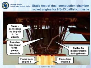 Static test of dual-combustion chamber
rocket engine for HS-13 ballistic missile
© 2016 by Tal Inbar
Flame from
engine 2
F...