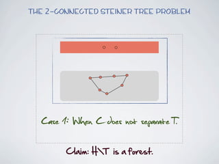 The 2-connected Steiner Tree Problem




  Case 1: When C does not separate T.

        Claim:  HT    is  a  forest.
 