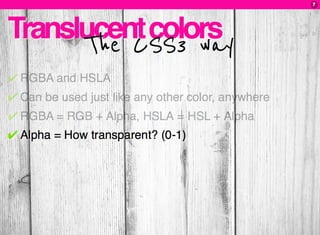 CSS3: A practical introduction (FT2010 talk)