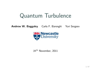 Quantum Turbulence
Andrew W. Baggaley   Carlo F. Barenghi   Yuri Sergeev




              28th November, 2011




                                                        1 / 57
 