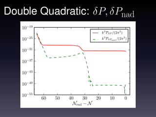 Double Quadratic: δP, δPnad
   10−19
                                     k3 PδP /(2π 2 )
   10−25                             k3 PδPnad /(2π 2 )


   10−31

   10−37

   10−43

   10−49

   10−55
           60   50   40     30  20        10           0
                       Nend − N
 