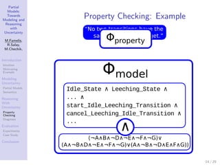 Partial
  Models:
  Towards
Modeling and
                 Property Checking: Example
 Reasoning
    with
 Uncertainty

 M....