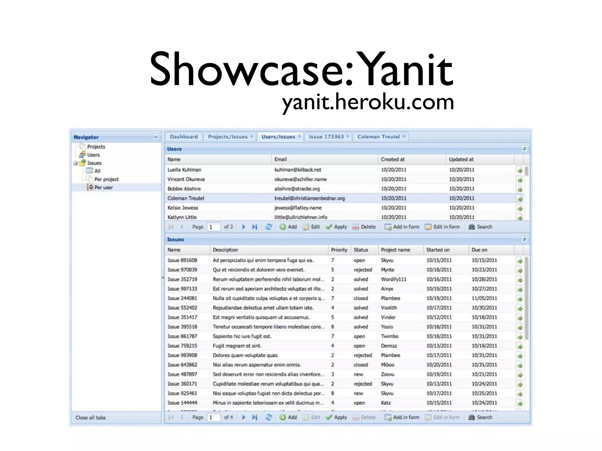 Showcase:Yanit
     yanit.heroku.com
 