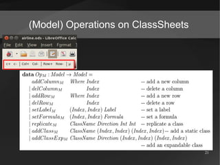 (Model) Operations on ClassSheets




                                    21
 