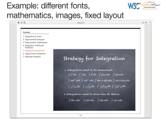 Example: different fonts,
mathematics, images, ﬁxed layout
 