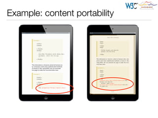 Example: content portability
 