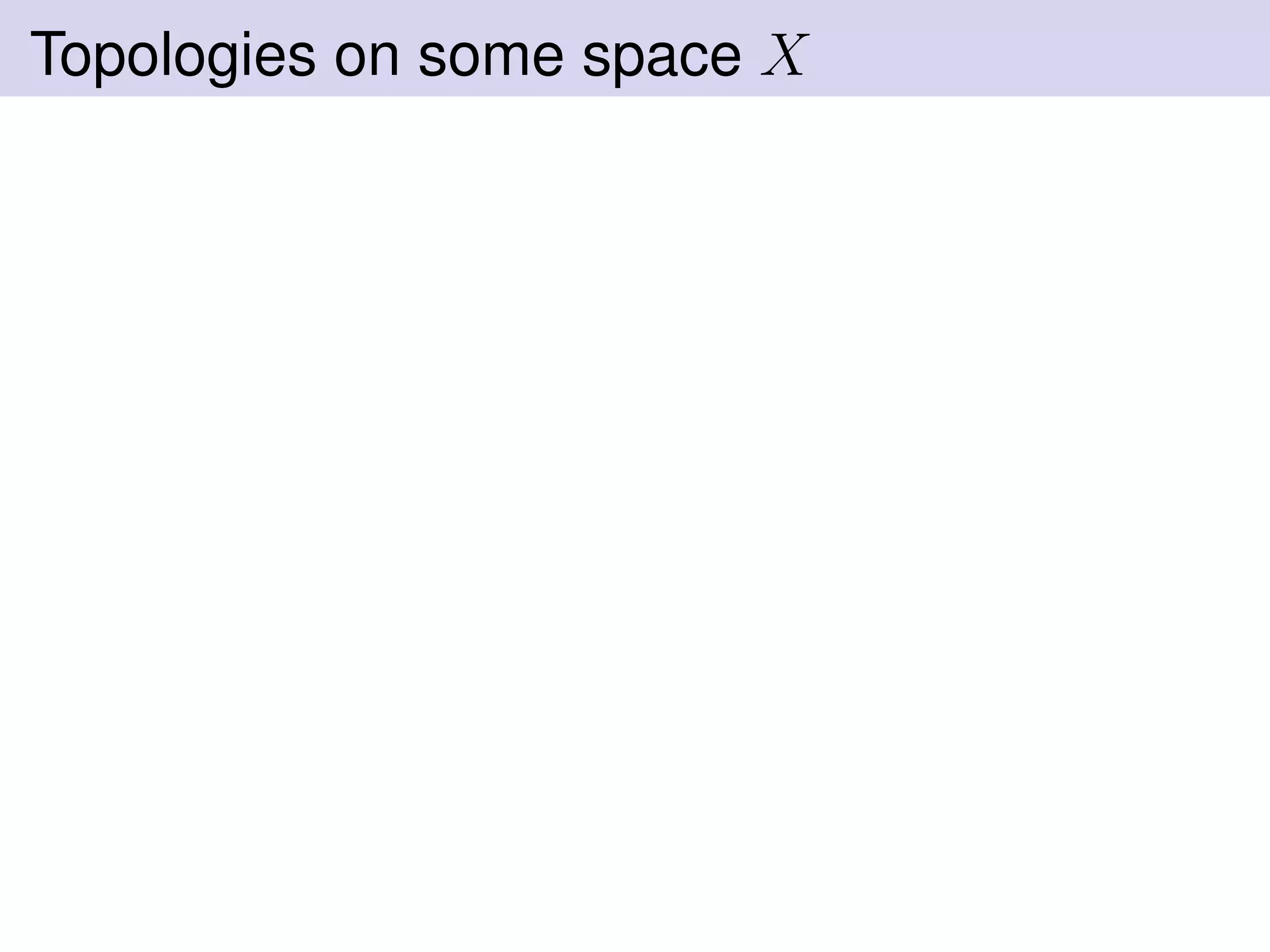 Topologies on some space X
 