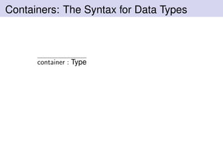 Containers: The Syntax for Data Types
container : Type
 