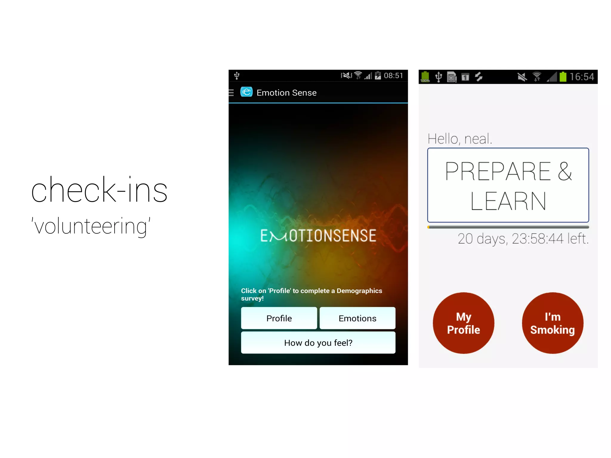 check-ins 
'volunteering' 
 