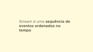 Stream é uma sequência de
eventos ordenados no
tempo
 