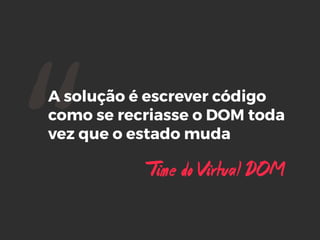 “A solução é escrever código
como se recriasse o DOM toda
vez que o estado muda
Time do Virtual DOM
 