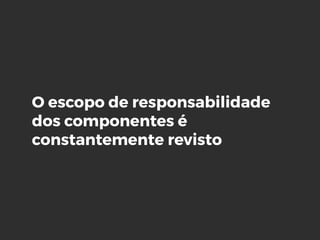 O escopo de responsabilidade
dos componentes é
constantemente revisto
 