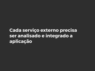 Cada serviço externo precisa
ser analisado e integrado a
aplicação
 