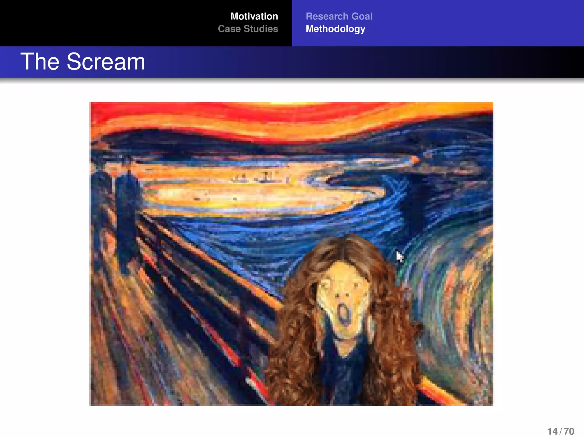 Motivation
Case Studies
Research Goal
Methodology
The Scream
14 / 70
 