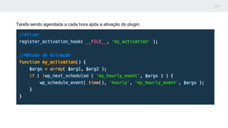 Tarefa sendo agendada a cada hora após a ativação do plugin.
 