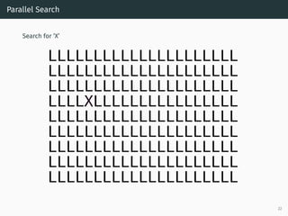 Parallel Search
Search for ’X’
22
 