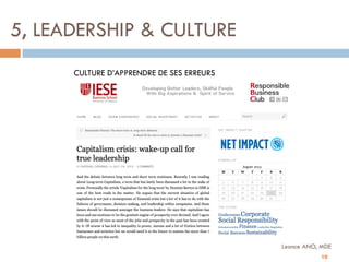 5, LEADERSHIP & CULTURE
CULTURE D’APPRENDRE DE SES ERREURS

Leonce ANO, MDE
10

 