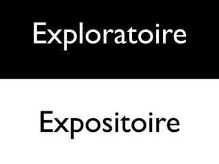 Exploratoire
Expositoire
 