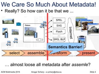 ACM Multimedia 2016 Ansgar Scherp – a.scherp@zbw.eu Slide 4
We Care So Much About Metadata!
• Really? So how can it be tha...