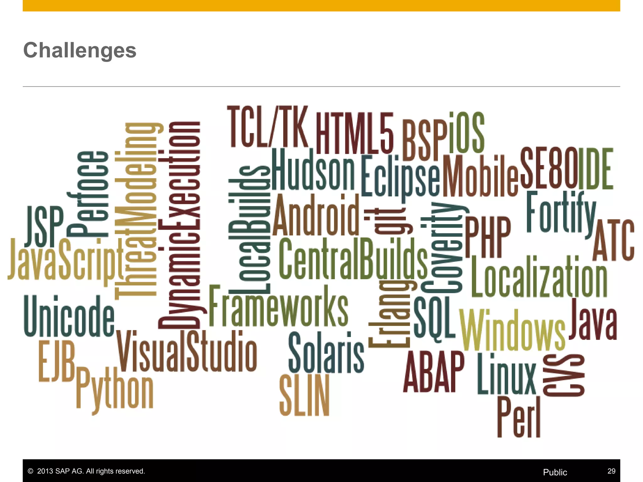 © 2013 SAP AG. All rights reserved. 29Public
Challenges
 