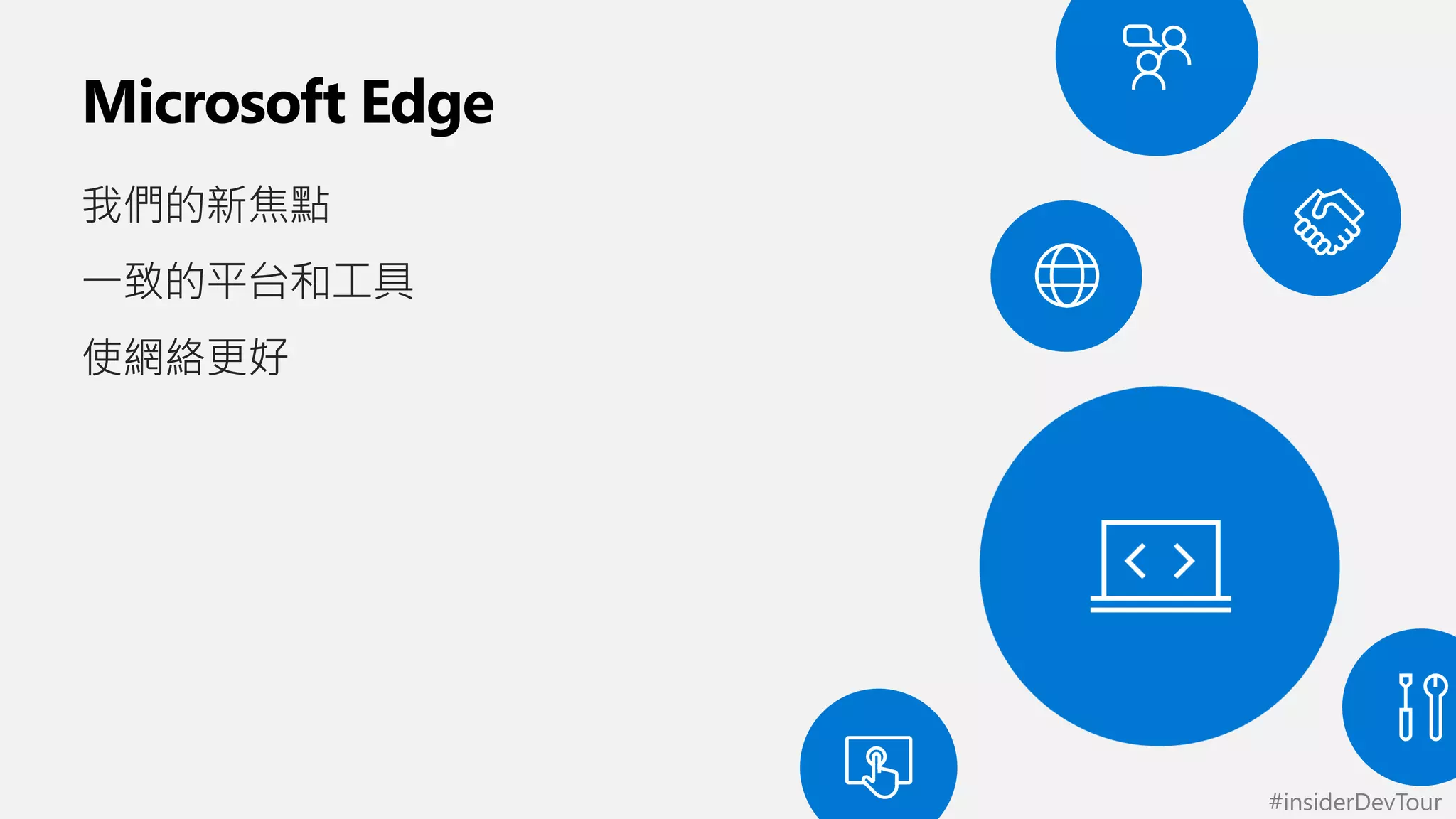 #insiderDevTour
我們的新焦點
一致的平台和工具
使網絡更好
 