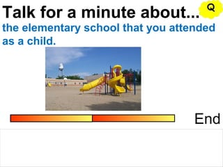 Talk for a minute about...
End
the elementary school that you attended
as a child.
QQ
 