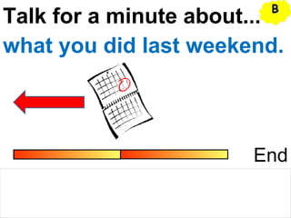 Talk for a minute about...
End
what you did last weekend.
BB
 