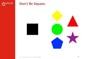 Don’t Be Square. 
GA: Content Sites l August 2014 
29 
 