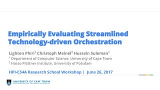 Lighton Phiri1
Christoph Meinel2
Hussein Suleman1
HPI-CS4A Research School Workshop | June 26, 2017
 