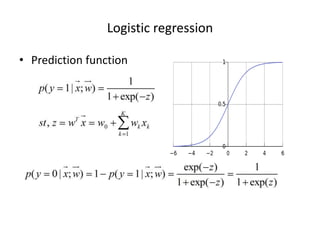 Logis7c	
  regression	
  
•  Predic7on	
  func7on	
  

 