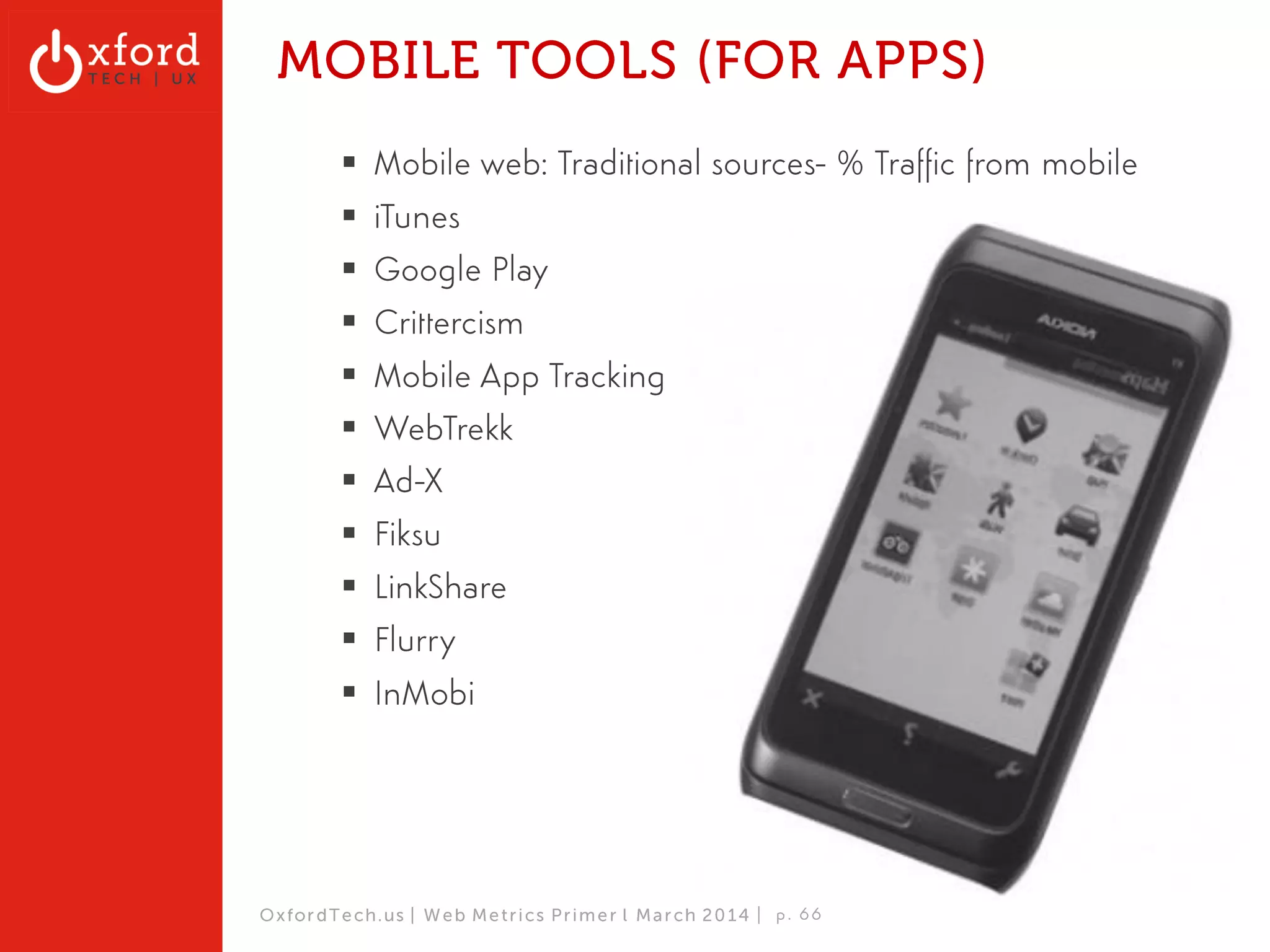 Social- Same Tactic 
# Social Followers (manual tally) 
OxfordTech.us | GA: Web Metrics l August 2014 
 