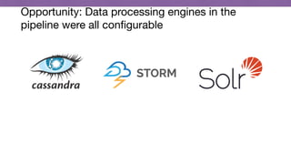 Opportunity: Data processing engines in the
pipeline were all conﬁgurable
 